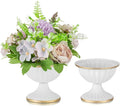 Sziqiqi Mini White Flower Arrangement Pots for Centerpiece Table Decorations Metal Vase Urn Planter Decor for Home Wedding Party Christmas (3.7IN-2PCS, White)