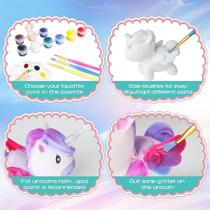SpringFlower Unicorn Gift Toys for 3 4 5 6 7 8 Years Old Girls - Girls Arts and Crafts Painting kit Including 8 Cute Looking Unicorn Figures, DIY Creative Christmas Gift for Kids