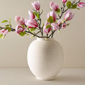 Large White Ceramic Vase, 9.8 inch Rustic Farmhouse Flowers Vase for Home Decor, Sandstone Texture Round Pottery Tall Vase Indoor for Table Living Room Decor
