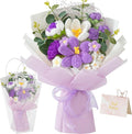 Cilimnas Crochet Flower Bouquet,Purple Knitted Flowers, Handmade Tulips Roses Bouquet for Birthday Party Mother's Day Graduation Gifts