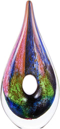 Luxury Lane Hand Blown Abstract Hollow Tear Drop Sommerso Art Glass Sculpture for Home Decor 11.5 inch Tall Centerpiece Table Decoration
