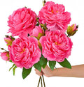 ASTRYAS 4Pcs Large Peonies Artificial Flowers, Hot Pink Fake Silk Peony with Long Stem, Faux Peonies Flowers for Tall Vase Centerpiece Table Wedding Party Home Festival Decor