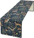 Fairy Forest Table Runner, Rustic Retro Woodland Wildlife Owl Squirrel Flowers Mushroom Seasonal Holiday Kitchen Dining Coffee Table Decoration For Home Indoor Outdoor Party Wedding, 13x60inch