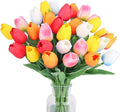 20pcs Color Artificial Tulips Flowers for Real Touch Tulips Fake Flowers for Smumer Wedding Bouquet Mother's Day Decor (5 Color 14 Inches)