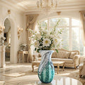 Large Premium Luxury Glass Flower Vase Combining Eastern and Western Aesthetics - Artistic Home Decoration for Living Room, Table, Floor, and Office - 11.2 Inch Multicolor
