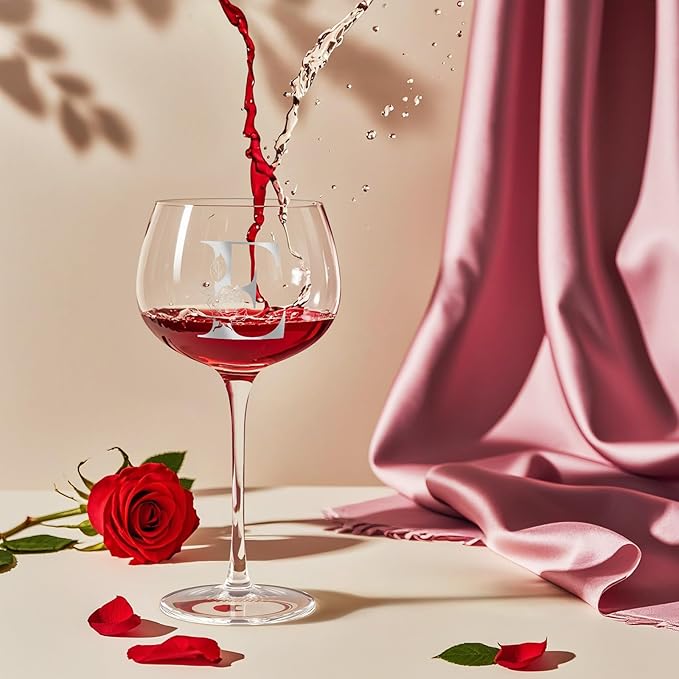 Personalized Gifts for Women, Monogrammed A-Z Wine Glass Customized Gift, Unique Christmas Birthday Gifts for Women Her Mom Friend Sister Wife Daughter Nurse (E)