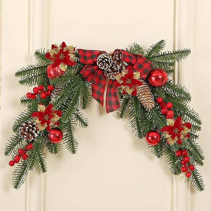 24 PCS Poinsettia Flower Artificial Red Gold Christmas Flowers Artificial 5.5'' Glitter Poinsettias Artificial Christmas Tree Flower With Clips Diy Xmas Wreath Holiday New Year Home Party Decor