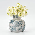 SIDUCAL Blue and White Vintage Vase | 6 Inch Ceramic Chinoiserie Floral | Retro Ice Cracked Blue and White Porcelain Vase for Table, Living Room, Bathroom Decoration, Wedding, Shelf Decor, Mantel