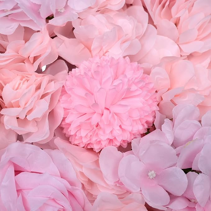 Gdrasuya10 6pcs Realistic Flower Wall Background Artificial Flowers Wall Backdrop Panel 3D Silk Rose Fake Flower Wall Panel Banquet Wedding Party Decor, Photography Background 60 x 40 cm