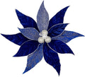 Hollyone 3PCS Poinsettia Christmas Flowers Artificial 11" Large Velvet Blue Glitter Poinsettia Flowers Christmas Tree Ornaments Floral Picks for Tree Wreath Garland Vase Table Centerpiece Home Decor