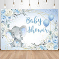 Elephant Baby Shower Backdrop Blue Flower It's A Boy Elephant Baby Shower Party Decorations Photography Background Little Peanut Cake Table Banner Photoshoot Supplies 7x5ft