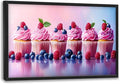 Pink Dessert Large Wall Art Framed Wall Decor for Living Room Cupcakes Pictures Oversized Canvas Print Painting Modern Extra Large Framed Artwork for Bedroom Office Home Decor 36"x24"