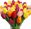 30pcs Tulips Artificial Flowers, Artificial Latex Real Touch Tulips Flowers Bouquet for Mother's Day Easter Wedding Party Home Decor-Multi 6 Color