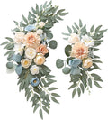 Faux Flower Swag Set of 2, Champagne Blue Artificial Flowers Swags for Wedding Arch, Wedding Welcome Signs, Welcome Reception Ceremony Signs Decorations