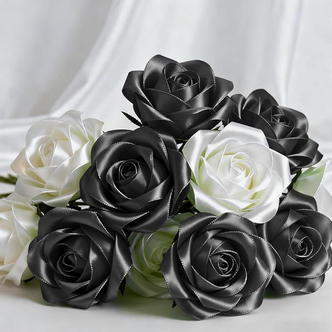 1-1/2" x 25 Yards Satin Ribbon, Black Silk Ribbon Ideal for Gift Wrapping, Floral Bouquets, Crafts, Wedding Party Decorations, Christmas and Sewing Projects