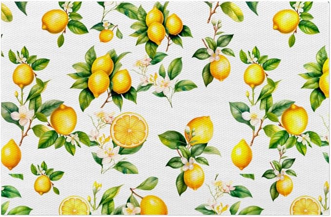 Lemon Tropical Summer Placemats Set of 1 PVC Vinyl Non Slip Table Mats Waterproof Heat Resistant Place Mats Washable Wipeable Dining Table Mat for Kitchen Party Indoor Outdoor Decorative