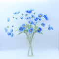 2 Pcs Artificial Fake Flowers Plants Poppies Silk Flower Arrangements Wedding Bouquets Decorations Plastic Floral Table Centerpieces for Home Kitchen Garden Party Decor Approx 23.6" High - Dark Blue