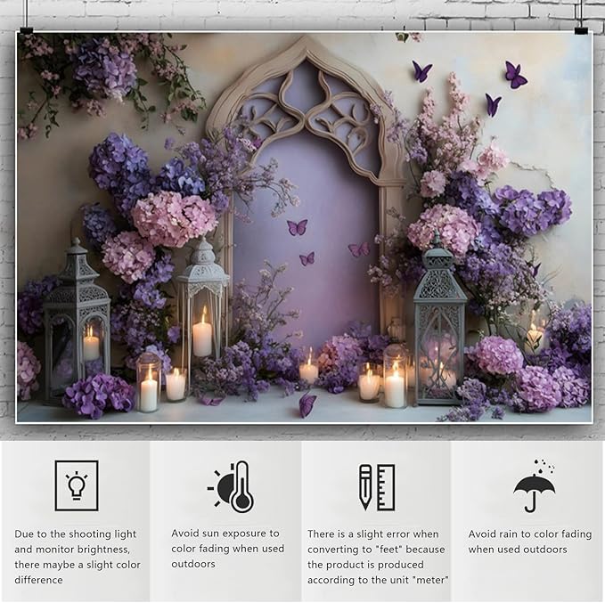 YongFoto Elegant Flower Wall Backdrop 8x6ft Floral Butterfly Candle Photography Background Baby Bridal Shower Wedding Girl Birthday Party Banner Room Decor Portrait Photoshoot Wallpaper Photo Booth