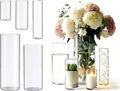 Cylinder Glass Bud Vases Set of 10 Clear Flower Vase for Centerpieces Shelf, Modern Small Vases for Living Room Bedroom Office Home, Decor for Wedding House Warming Party