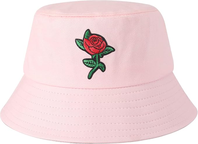 ZLYC Unisex Fashion Embroidered Bucket Hat Summer Fisherman Cap for Men Women