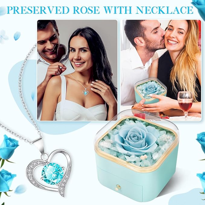 Beferr Christmas Day Rose Gifts for Mom Women Birthday Gifts Preserved Real Rose with Necklace Eternal Roses Forever Flowers for Delivery Prime Thanksgiving Flower Gifts for Grandma Wife Daughter Sister