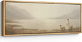 SIGNFORD Large Framed Canvas Print Wall Art Pastoral Scene with Shepherd and Sheep by Lake Illustrations Modern Art Relax/Calm Warm for Living Room, Bedroom, Office - 60"x20"