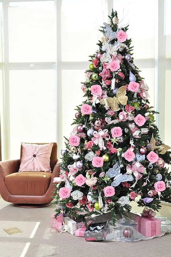Glitter Roses Bouquet,30PCS Pink Roses Artificial Flowers Fake Sparkling Roses for Wedding Bouquet Party Christmas Home Decor(Light Pink)