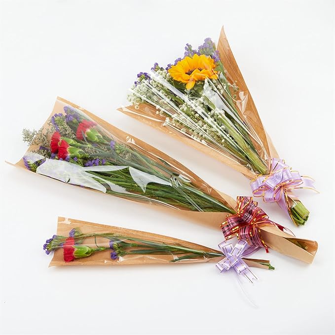Flower Bouquet Sleeve Flower Wrapping Plastic Paper Floral Arrangement Supplies Wrap Bags 50pcs XL-Original