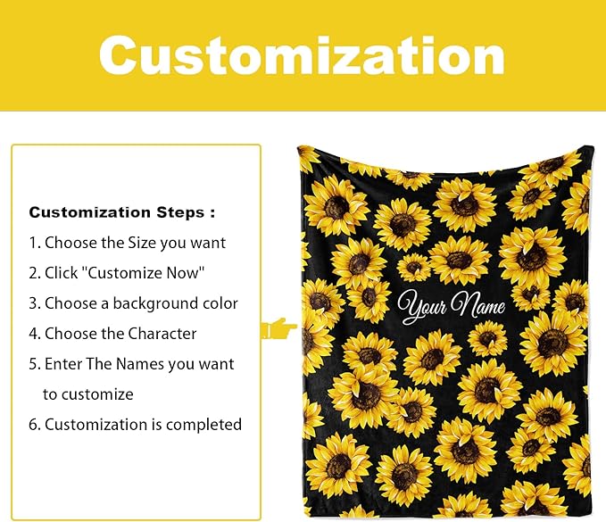 Jekeno Birthday Gifts for Women Customized Throw Blankets with Name for Mom Adult Kid, Personalized Gift for Daughter, Girls, Dad, Grandma 60"x80"