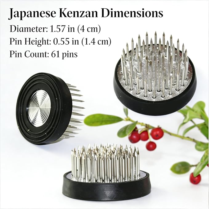iToids Japanese Ikebana Vase Kenzan Kit – Ceramic Flower Frog & Floral Frog Set for Zen Arrangements, Precise Stem Holder, Hanataba Floral Arrangement Holder, Home & Office Décor
