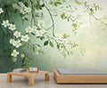 Spring Blossom Floral Wall Mural, Minimalist White Floral 3D Wall Murals, Elegant Botanical Wallpaper Mural, for Living Room Bedroom Large Wallpaper Indoor Decor 78.7" W x55.1 H