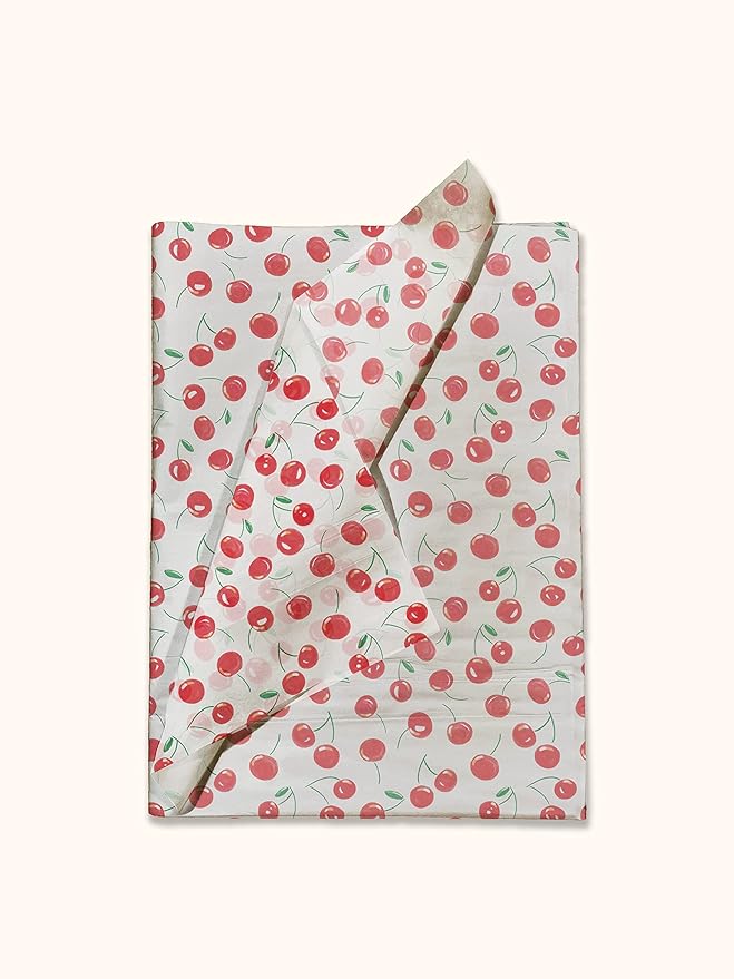 Pro Supply Global - Bulk Elegant Spring Cherries Tissue Paper Wrapping Gift Bag Crafts DIY Project Party Decorations Packaging - Creative Uses for Wedding Birthday & Holiday Events - 24 Sheets 20"x30"