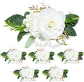 Corsage Wristlet Band Artificial Rose Flowers - Wedding Bridal Flower Corsage Hand Decor (Stretch, 6, Count)
