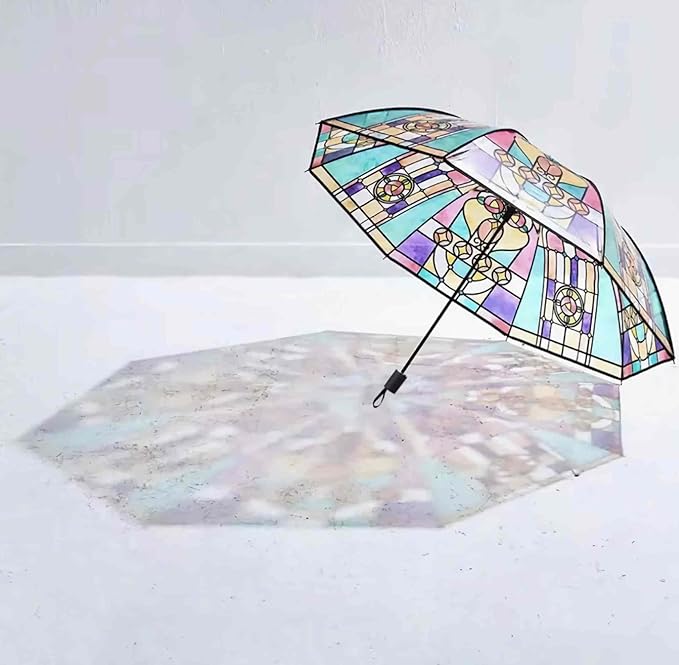 transparent vintage parasol umbrella, cute automatic folding umbrella totes umbrellas automatic open and close collapsible rain for women, compact eezy unique aesthetic for girl