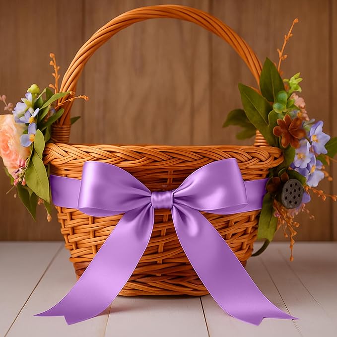 Fullive Lavender Ribbons, 1 1/2 Inch 30 Yards Ribbons for Crafts, Polyester Satin Ribbon for Gift Wrapping for Birthday Wedding Graduate Valentines Day Decorations Wrapping Bouquet Floral Arrangements