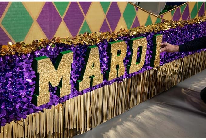 Anderson's Purple Metallic Floral Sheeting, 15 Ft. Parade Float Decoration for Trailers, Parties, Weddings, Proms, Photo Backdrops & Events – Shiny Fringe Garland for Indoor/Outdoor Use