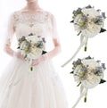 Meldel 6.5 Inch Ivory Bridesmaid Bouquets, Set of 2, Small Rose Artificial Wedding Bouquet Centerpiece Decorations for Wedding