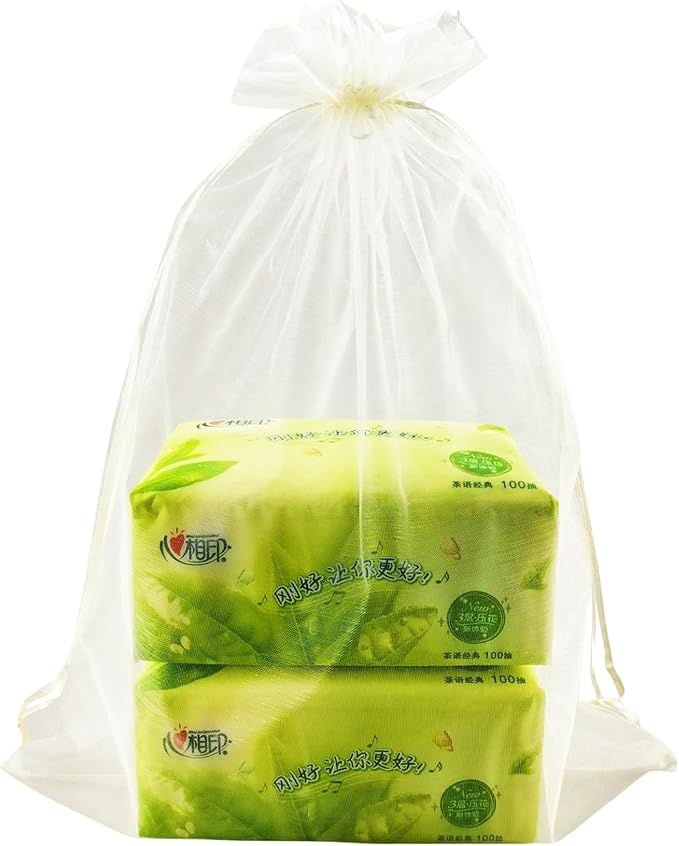 QIANHAILIZZ 50 Pack 12 x 16 Inch Drawstring Jewelry Gift Organza Bags Plant Covers Plants Protection Bag D5B (A-IVORY)