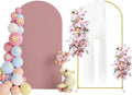 Putros 7.2ft Metal Arch Stand with Cover Light Dusty Rose Spandex Fitted Wedding Arch Cover and Round Top Chiara Backdrop Stand Set for Birthday Party Baby Shower Decoration