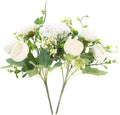 Artificial Flowers Fake Peony Silk Mini Plastic Bridal Flowers for DIY Wedding Bouquets Home Decorations 2 Packs(Cream)
