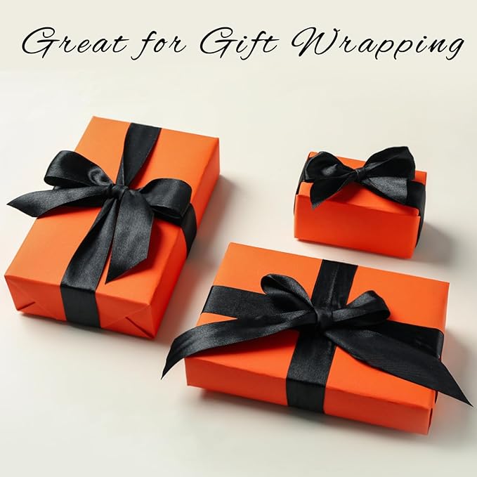 1-1/2 Inch Wide Black Satin Ribbon, 50 Yards Solid Polyester Fabric Ribbon for Roses Making, Gift Wrapping, Christmas, Wedding Decorations, Crafts, Bows
