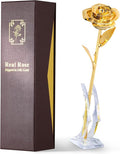 24K Gold Dipped Real Rose – Handcrafted, Elegant, One of a Kind – Romantic Gift for Her – Ideal for Birthday, Anniversary, Mother’s Day, Valentine’s (Gold)