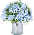 Nubry 3pcs Artificial Flowers Bouquet Fake Peony Silk Hydrangea Wildflowers Arrangements with Stems for Wedding Home Centerpieces Decor (Light Blue)