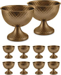 10 Pcs Distressed Gold Metal Compote Bowl Centerpieces for Tables,Urn Vases for Vintage Wedding Centerpieces,Elegant Compote Vases,Pedistal Vase for Christmas Anniversary Party (Wine Copper)