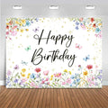 Mocsicka Wildflower Birthday Backdrop Girls Floral Wildflower Birthday Decorations Spring Garden Butterfly Flower First Birthday Banner Background Decorations (7x5ft (82x60 inch))