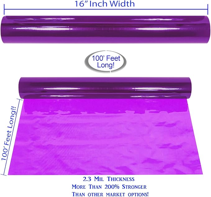 AnapoliZ Cellophane Wrap Roll Purple | 100’ Ft. Long X 16” in. Wide | 2.3 Mil Thick Translucent Purple | Gifts, Baskets, Treats, Cellophane Wrapping Paper | Colorful Cello, Baby Shower Decorations