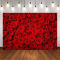 Avezano Valentine's Day Backdrop Rose Flower Wall Photo Background Red Rose Wedding Bridal Shower Photography Backdrop Mother's Day Birthday Party Dessert Table Banner (6x4ft)