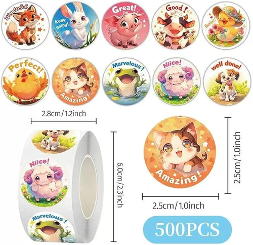1000 Pcs Teacher Reward Animal Stickers for Kids Classroom Boys Girls School Students.2 Roll 1 Inch Good Job Stickers Gift for Birthday Party Favors.Teacher Must Haves Supplies Small Sticker