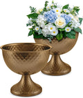 2 Pcs Distressed Gold Metal Compote Bowl Centerpieces for Tables,Urn Vases for Vintage Wedding Centerpieces,Elegant Compote Vases,Pedistal Vase for Christmas Anniversary Party (Wine Copper)