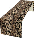 Animal Skin Print Table Runner, Vintage Farmhouse Cottage Country Western Wildlife Safari Leopard Dinner Runner for Home Kitchen Dining Table Party Holiday 13x70in